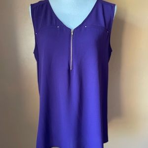 Simply Emma Sleeveless Purple Blouse (Size 1X) Longer Length